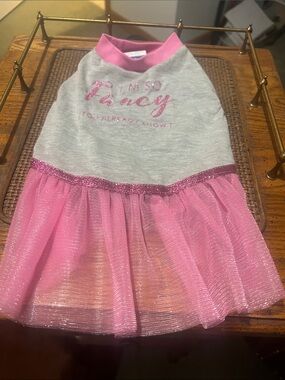 Top Paw Pink and Gray Sparkle Tulle Puppy Dress
